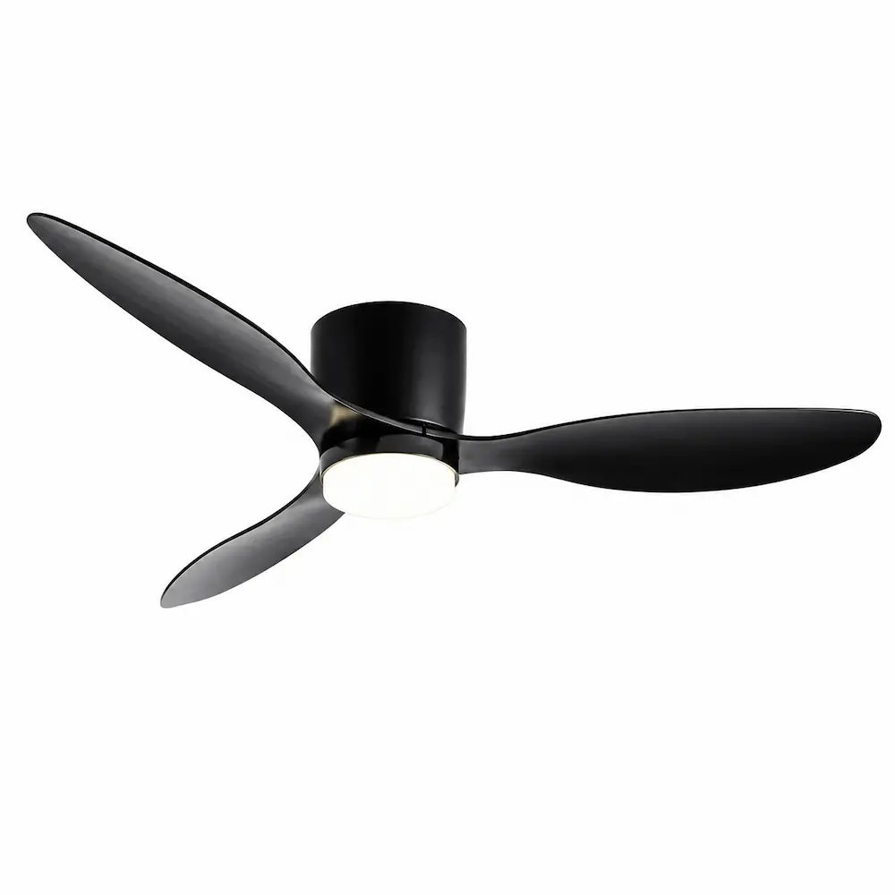 Ventilateur de plafond noir à pales plates et LED intégrée — Chicorée