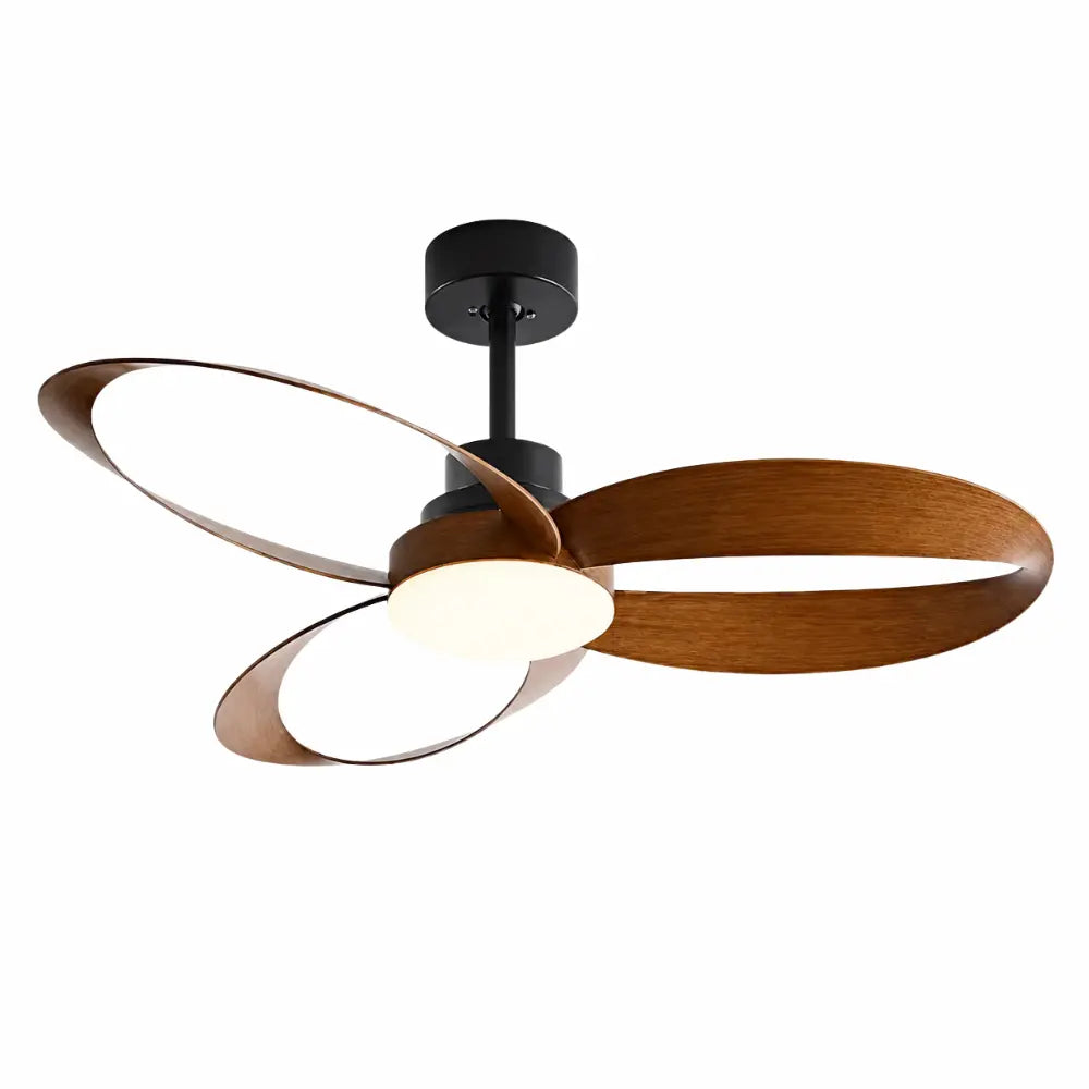 Ventilateur de plafond LED à pales ajourées en bois — Camélia