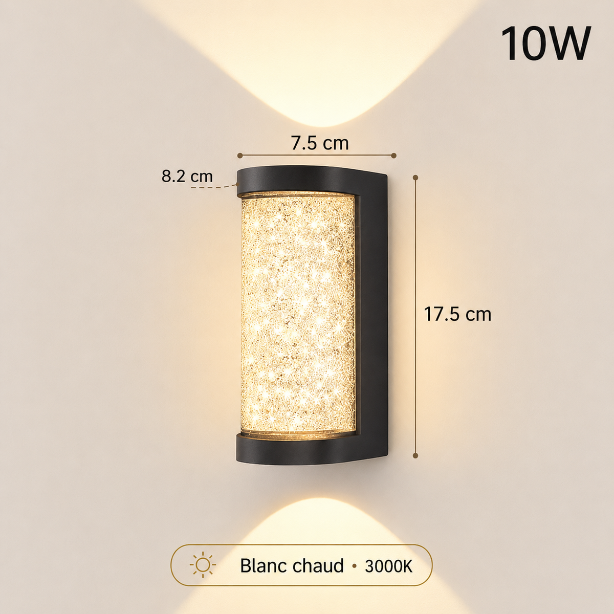 Applique murale double faisceau en métal noir et cristal — Fenaison
