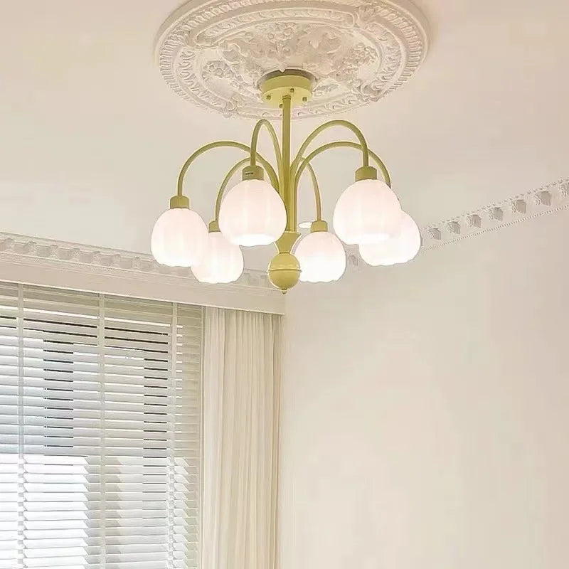 lustre européen en verre de citrouille éclairage led pour intérieur