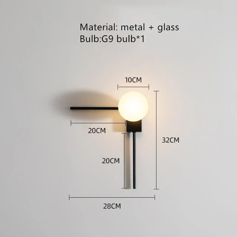 applique murale boule de créativité moderne avec abat-jour en verre