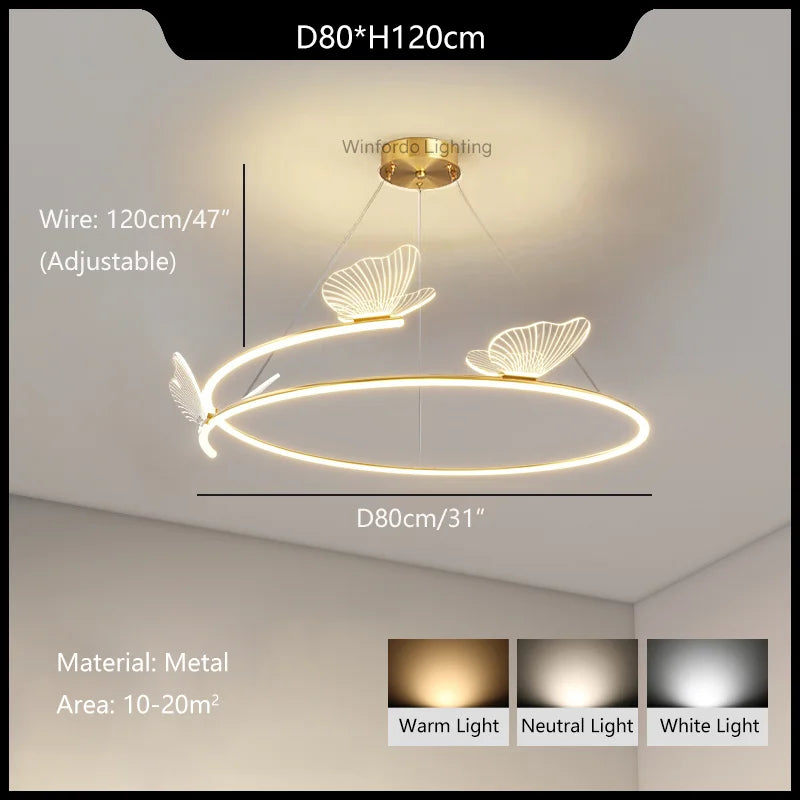 Lustre papillon LED mode créativité maison