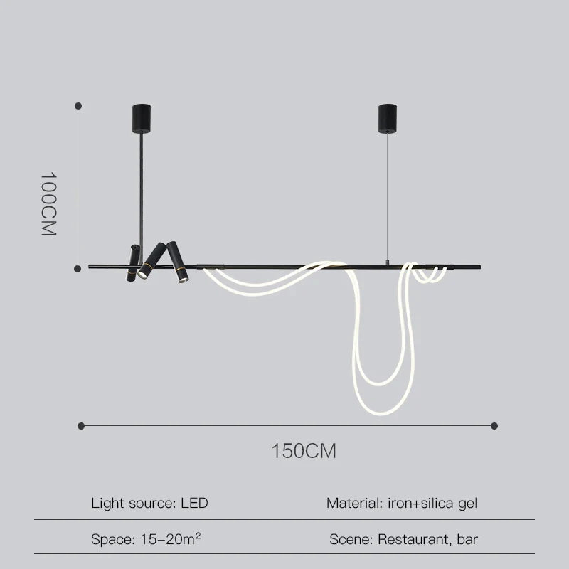 suspension led moderne pour intérieur long et simple