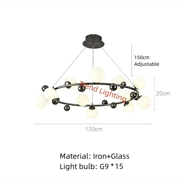 suspension nordique en métal et verre décoratif pour intérieur