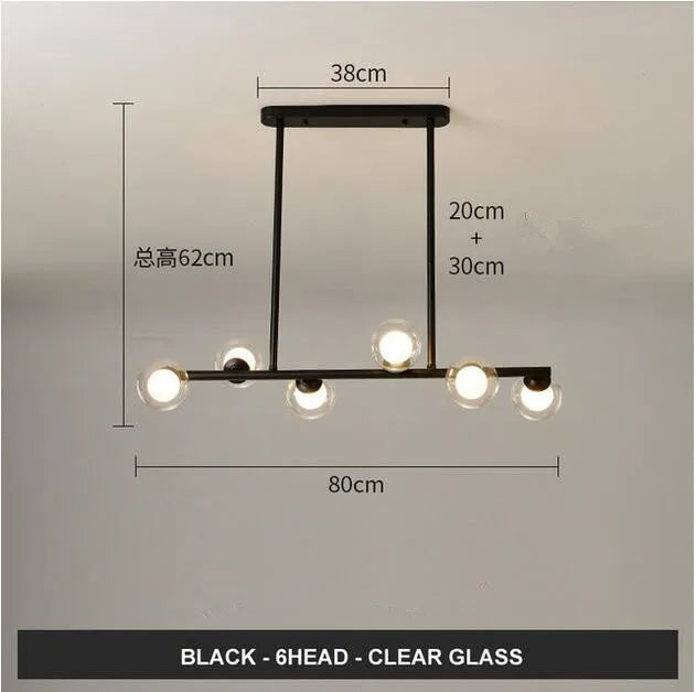 Lustre design boules de verre horizontales