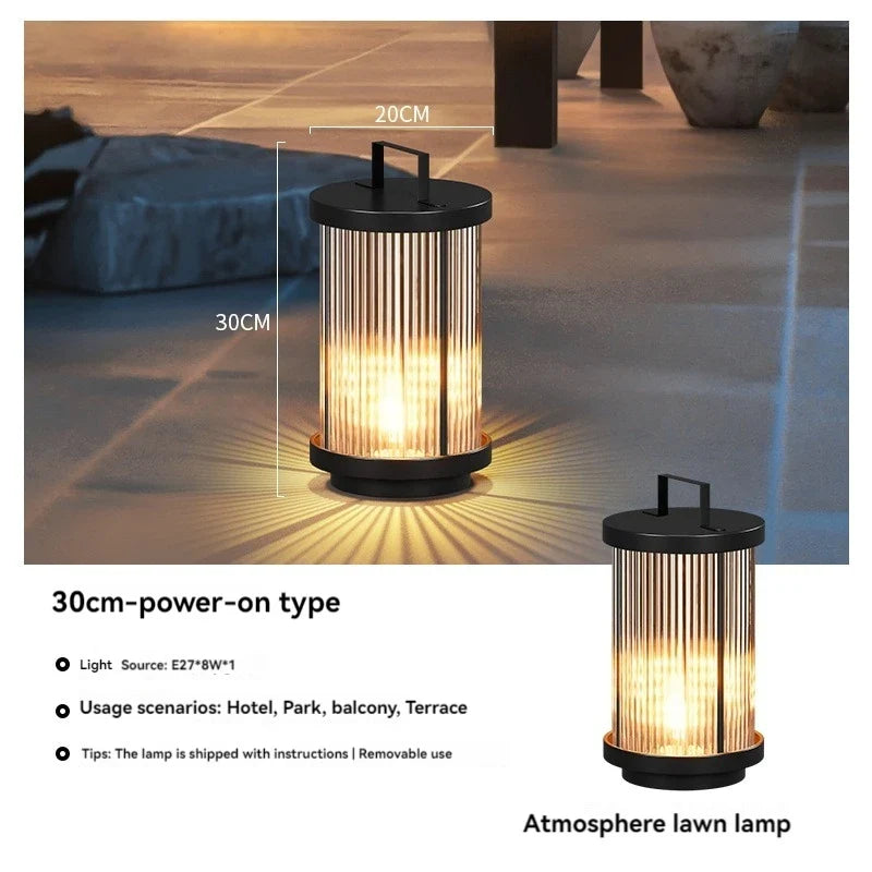 lampadaire solaire extérieur étanche en verre pour jardin
