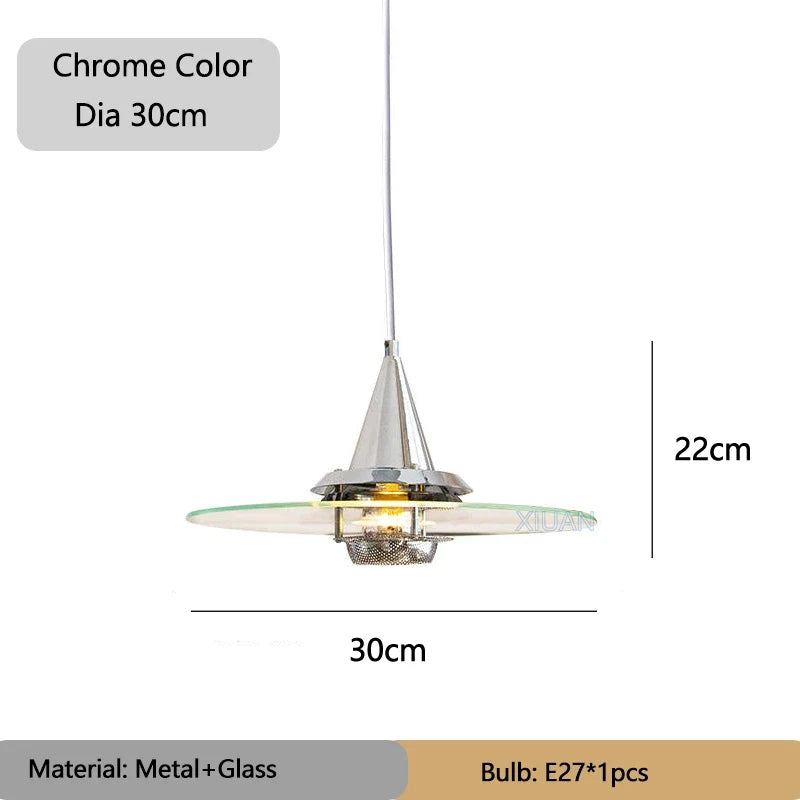 lustre bauhaus en verre clair suspendu pour restaurant