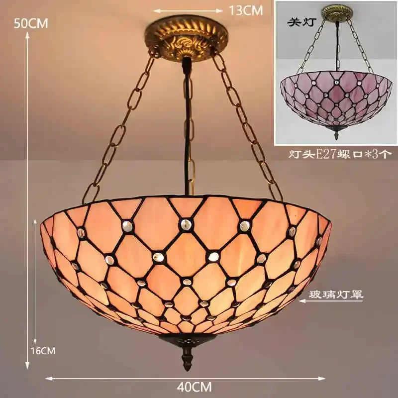 lustre en verre teinté style tiffany pour décoration intérieure suspendue