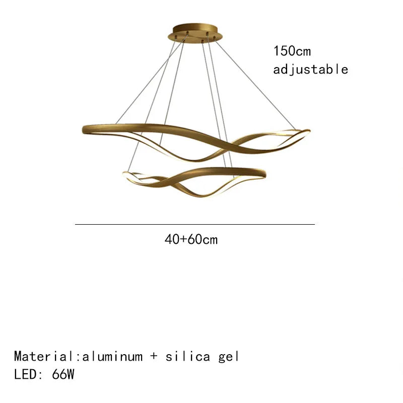 lustre led moderne aluminium anneau irrégulier simple réglable