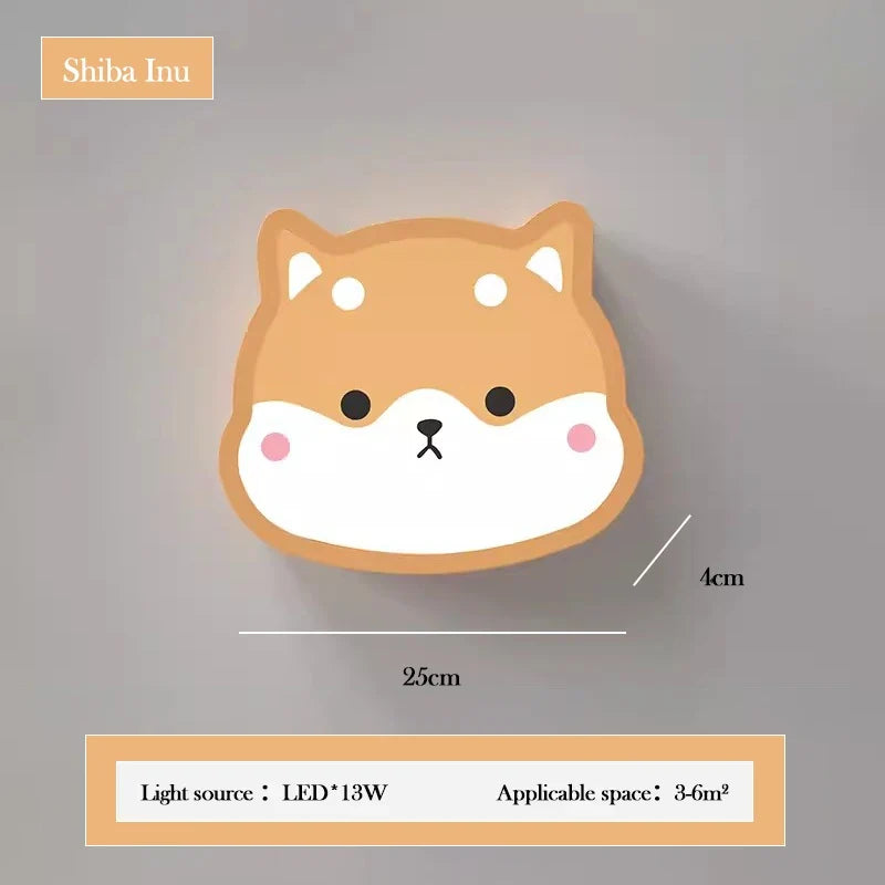 applique murale créative shiba inu dinosaure pour enfants