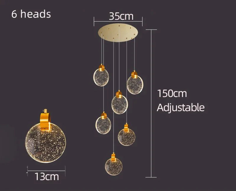 lustre moderne à LED pour escalier et duplex intérieur