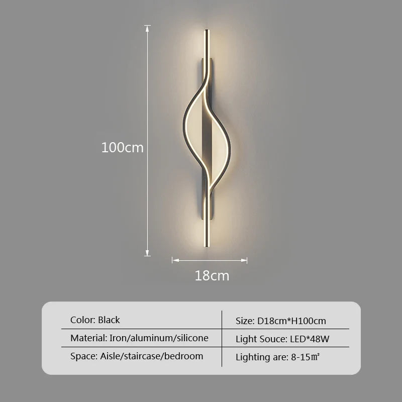 Applique murale led moderne minimaliste rayures déco intérieur chambre salon couloir