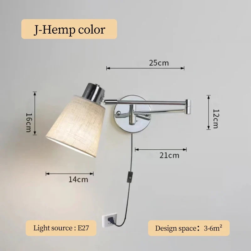 applique murale télescopique moderne lampe de lecture pliable minimaliste