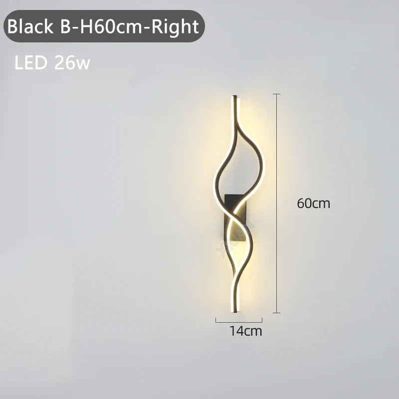 Modern Living Room Long Wall Lights with Anlter Design Gold Black TV Background Decorative Wall Lamp for Bedroom Remote Control