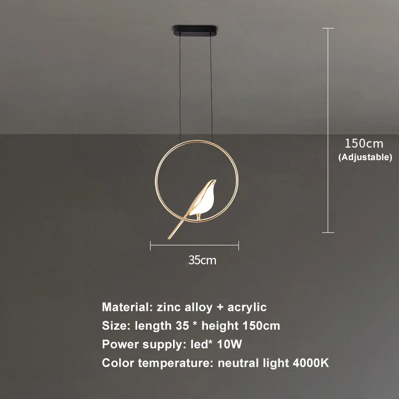 Nordique créatif pie suspension lumières lumière de luxe postmoderne personnalité suspension lampe étude chambre chevet Led lustre