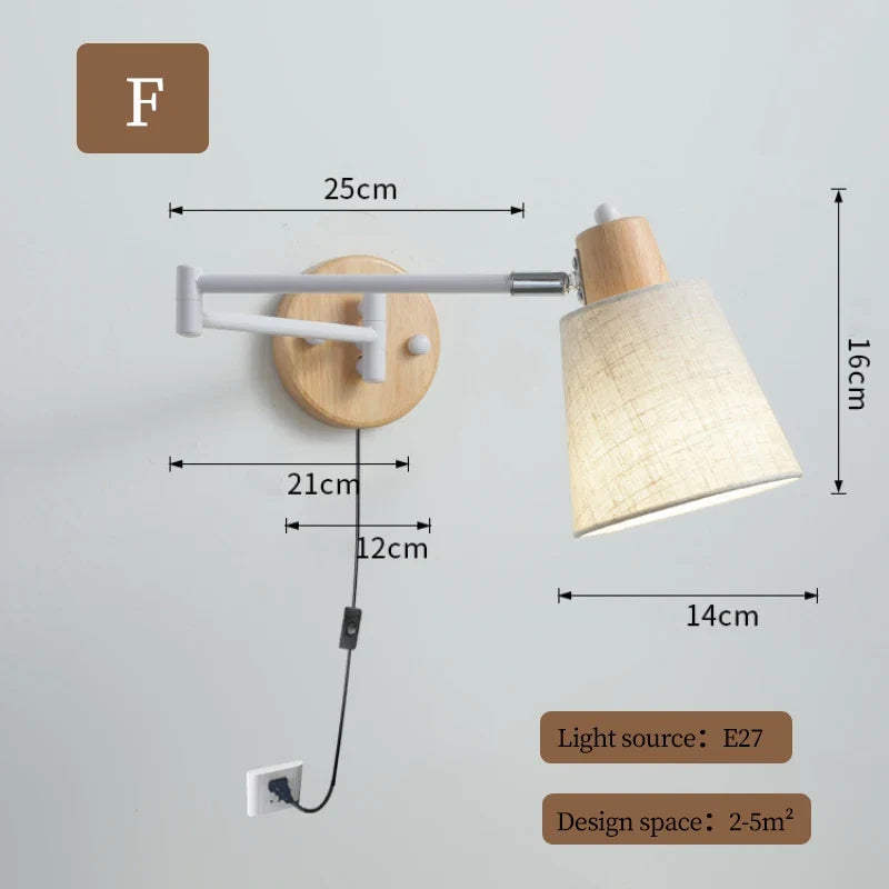 applique murale télescopique moderne lampe de lecture pliable minimaliste