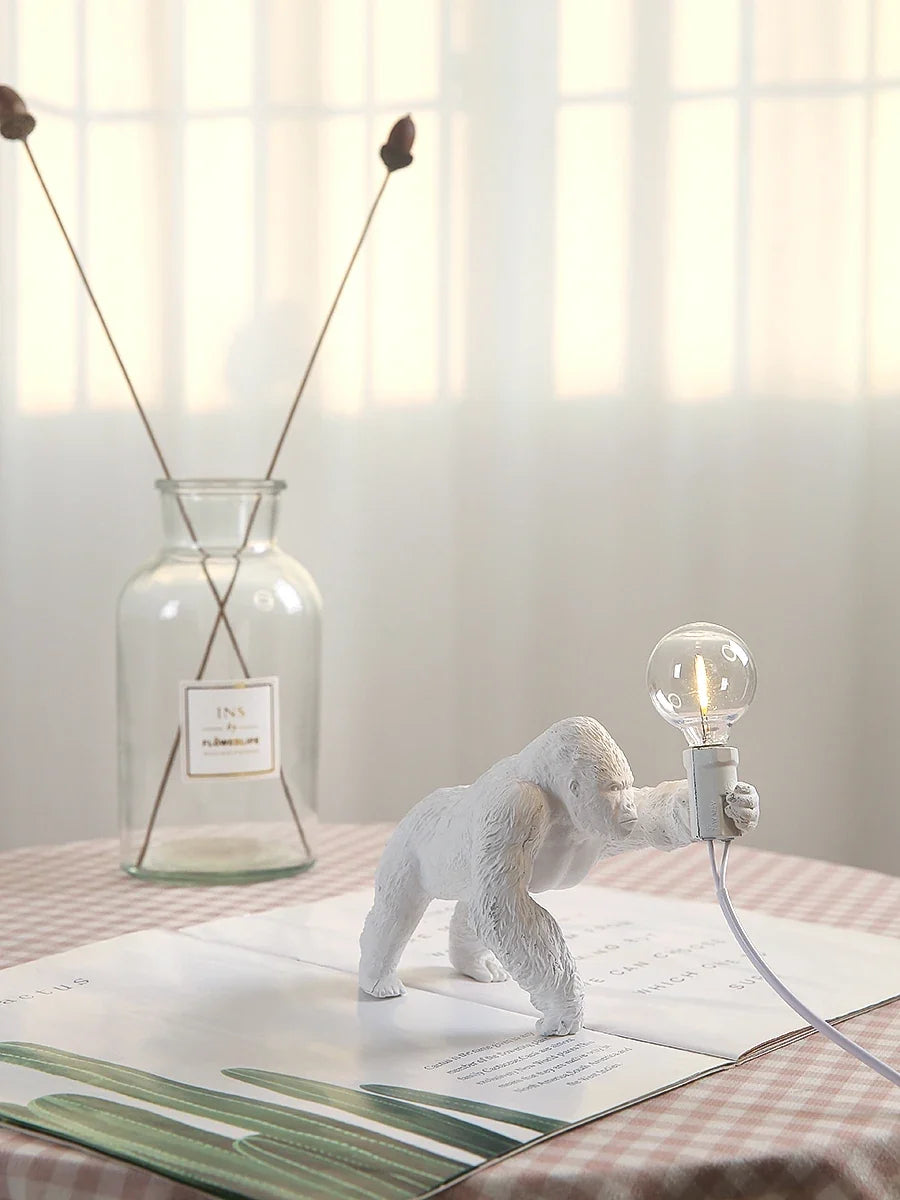 lampe à poser nordique king kong en résine personnalisable animaux
