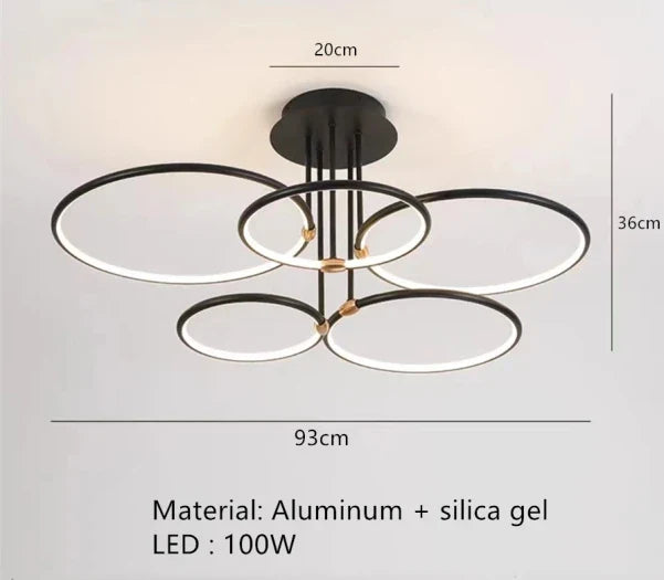 lustre led moderne avec télécommande et variateur pour intérieur