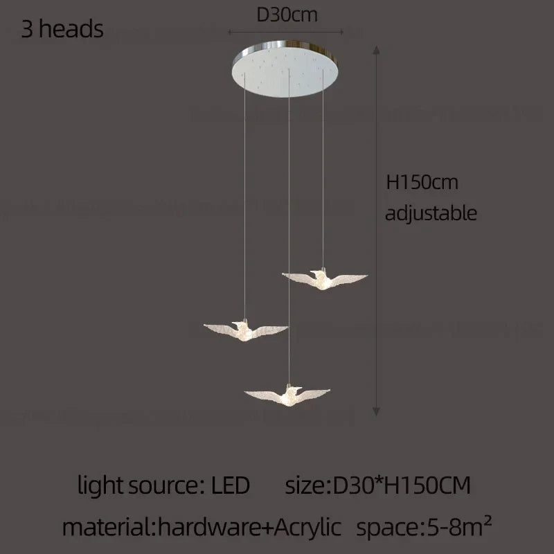 suspension LED décorative en forme d'oiseau idéale pour loft