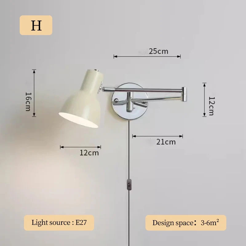 applique murale télescopique moderne lampe de lecture pliable minimaliste