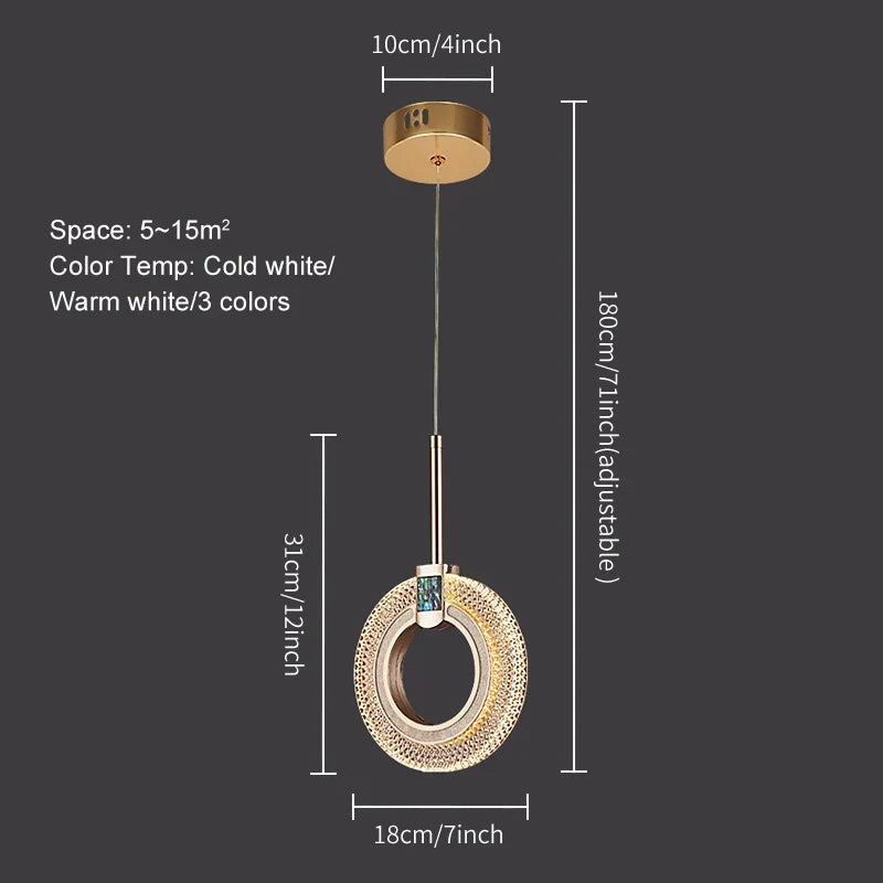 suspension à led moderne pour éclairage intérieur décoratif