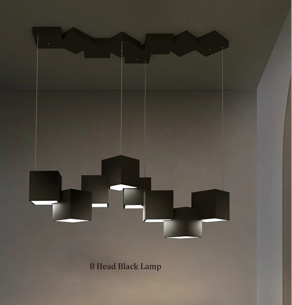 suspension led créative luminaire cube pour intérieur