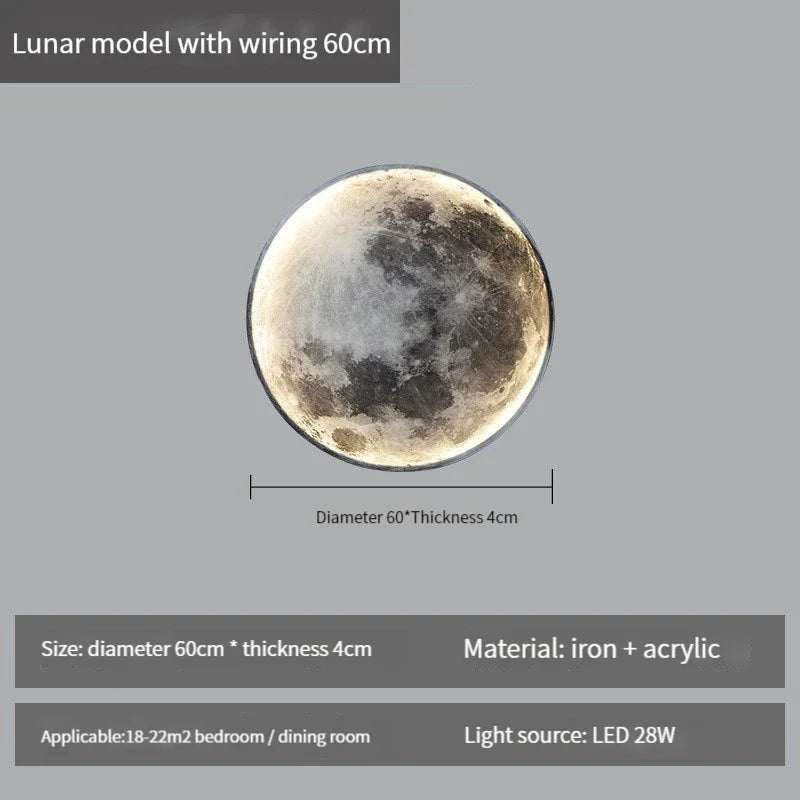 applique murale lune moderne avec intensité variable et télécommande led