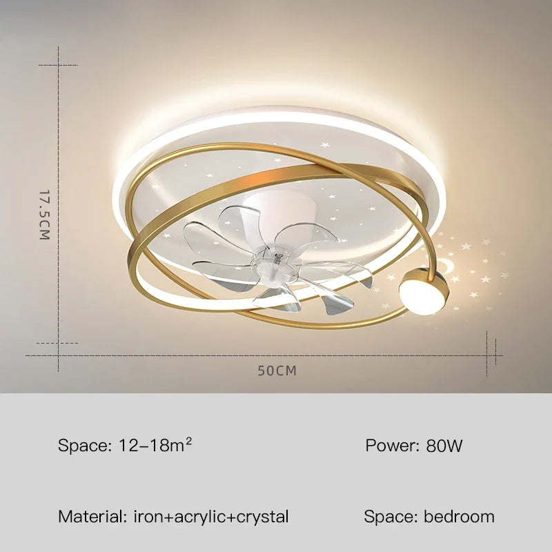 lustre moderne avec lumières et ventilateur intelligent pour intérieur