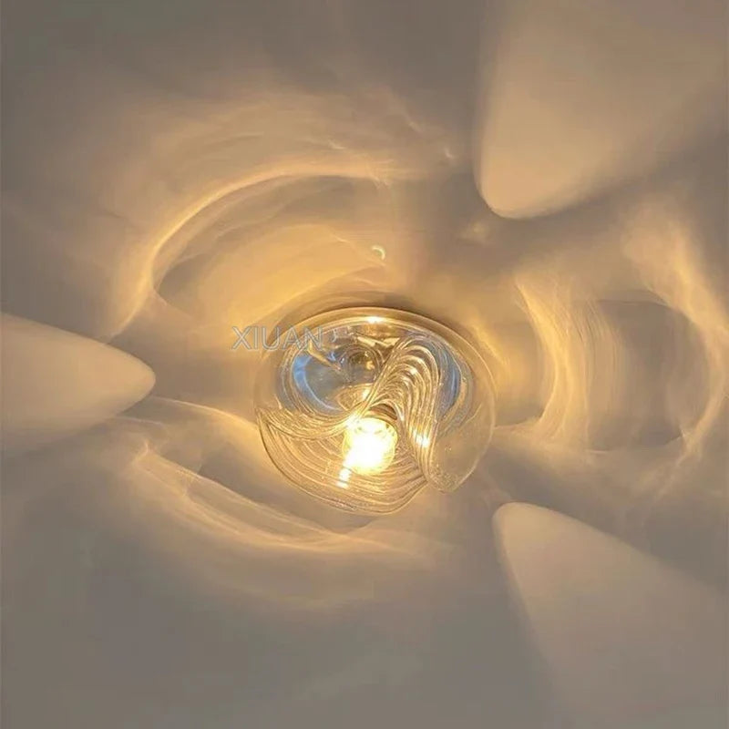 plafonnier bauhaus en verre avec ondulation led moderne