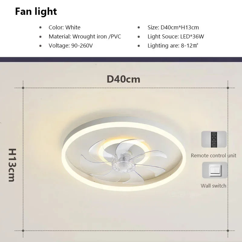 plafonnier moderne à leds avec ventilateur et télécommande