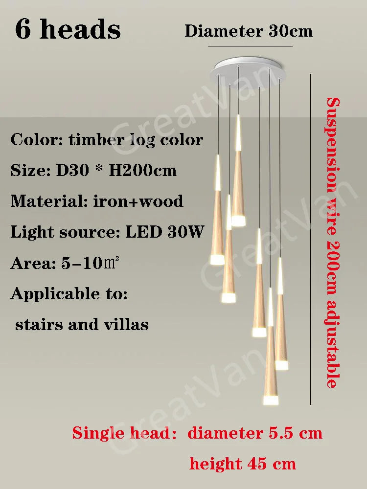 suspension led moderne pour escalier duplex nordique