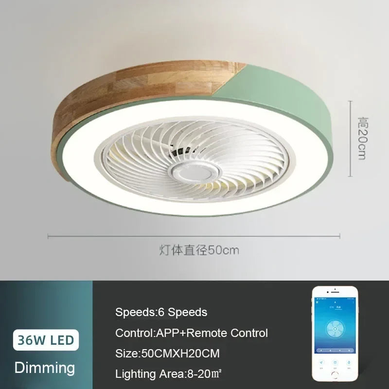 ventilateur de plafond intelligent avec lumière et pales réversibles 6 vitesses