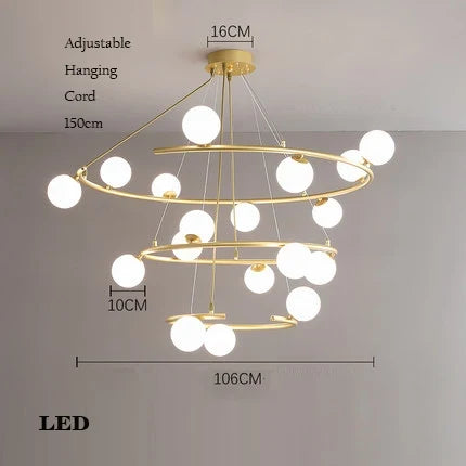 lustre créatif en fer et verre pour décoration élégante