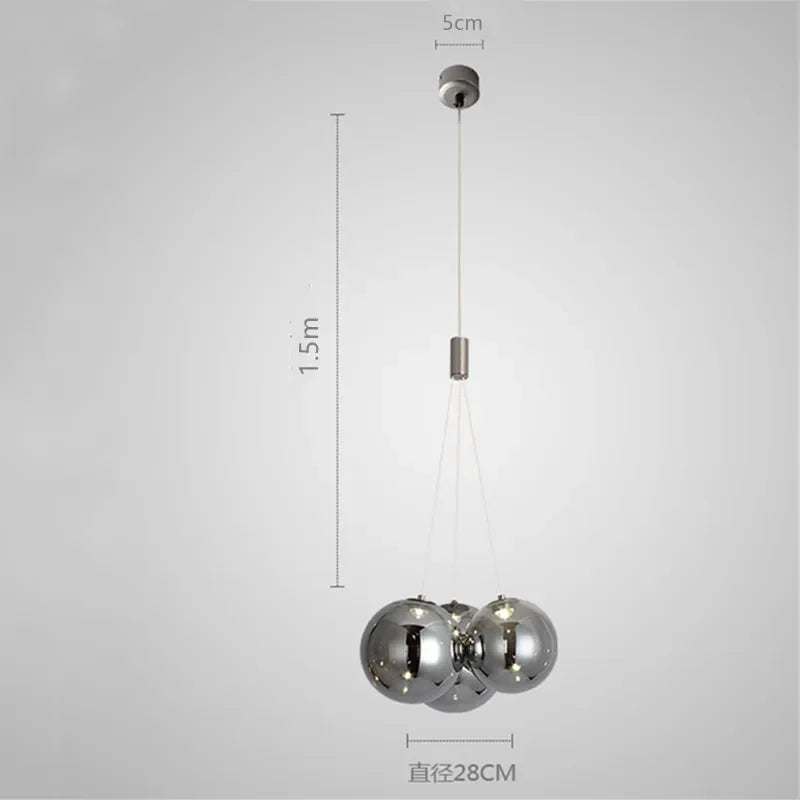 lustre nordique en verre avec suspension led pour décoration intérieure
