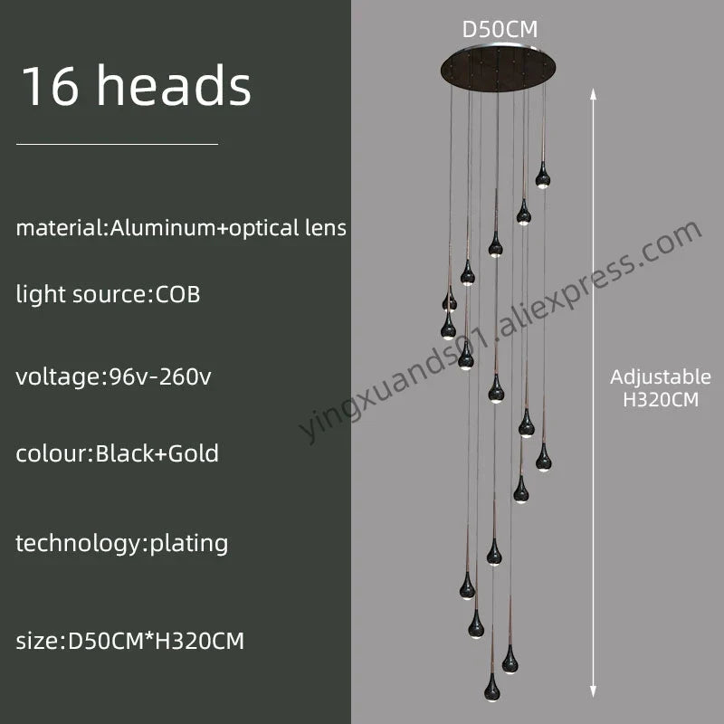 suspension moderne à led pour escalier et intérieur