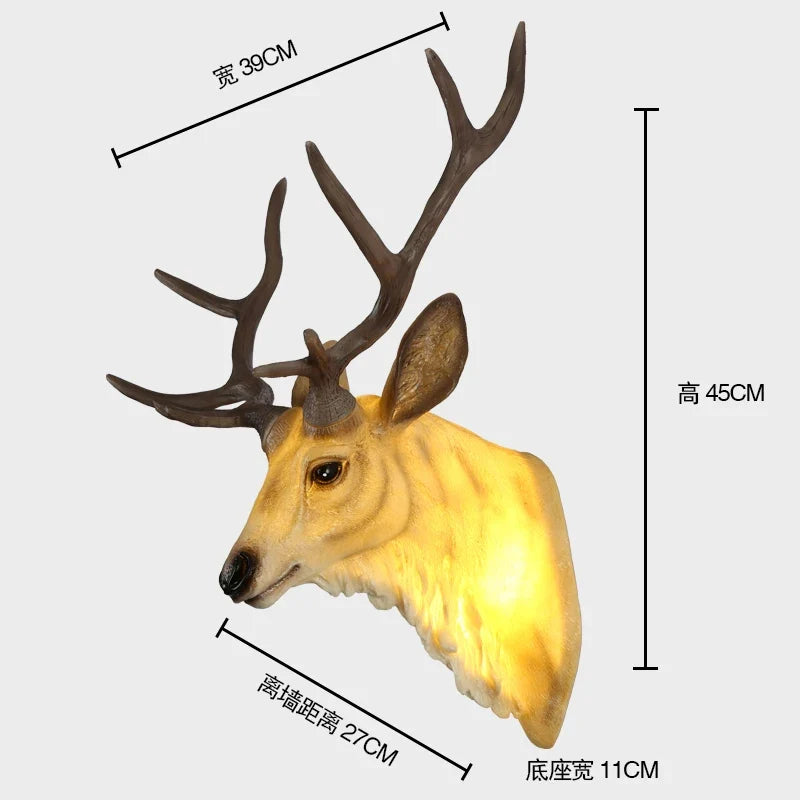 applique murale moderne en bois de cerf avec lumière led décorative