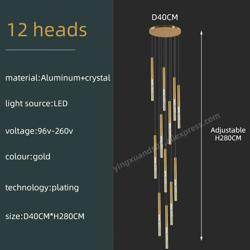 lustre en cristal moderne pour éclairage intérieur minimaliste