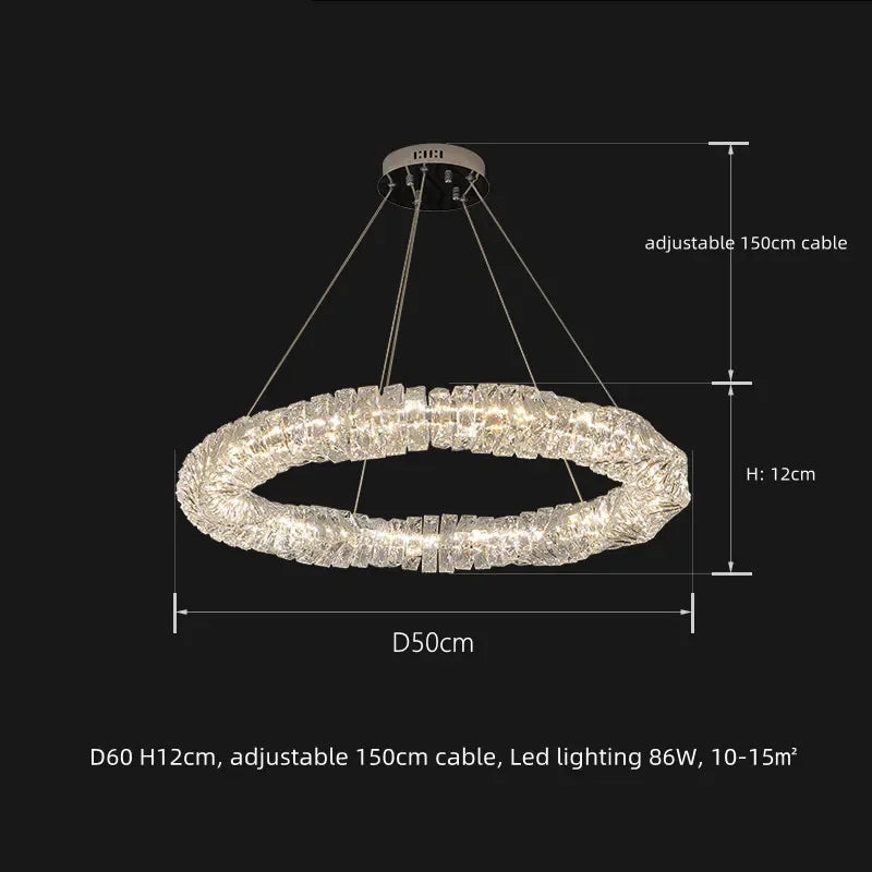 lustre cristal moderne avec télécommande dimmable pour restaurant