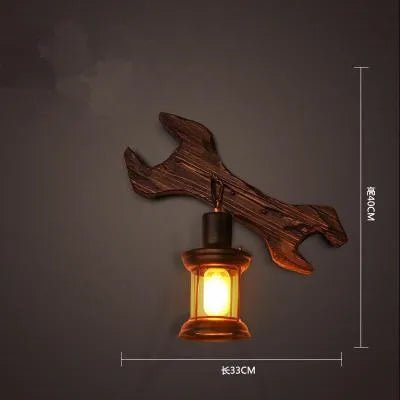 Applique murale LED industrielle rétro en bois