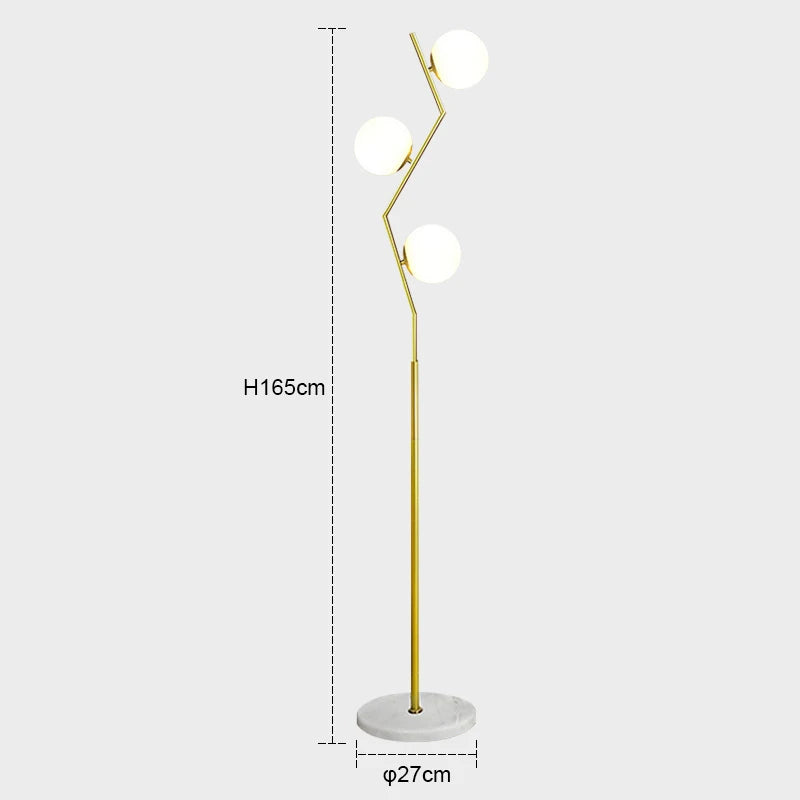 lampadaire led moderne en fer et verre nordique pour décoration intérieure