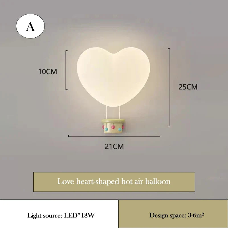 applique murale led en forme de cœur pour chambre d'enfant