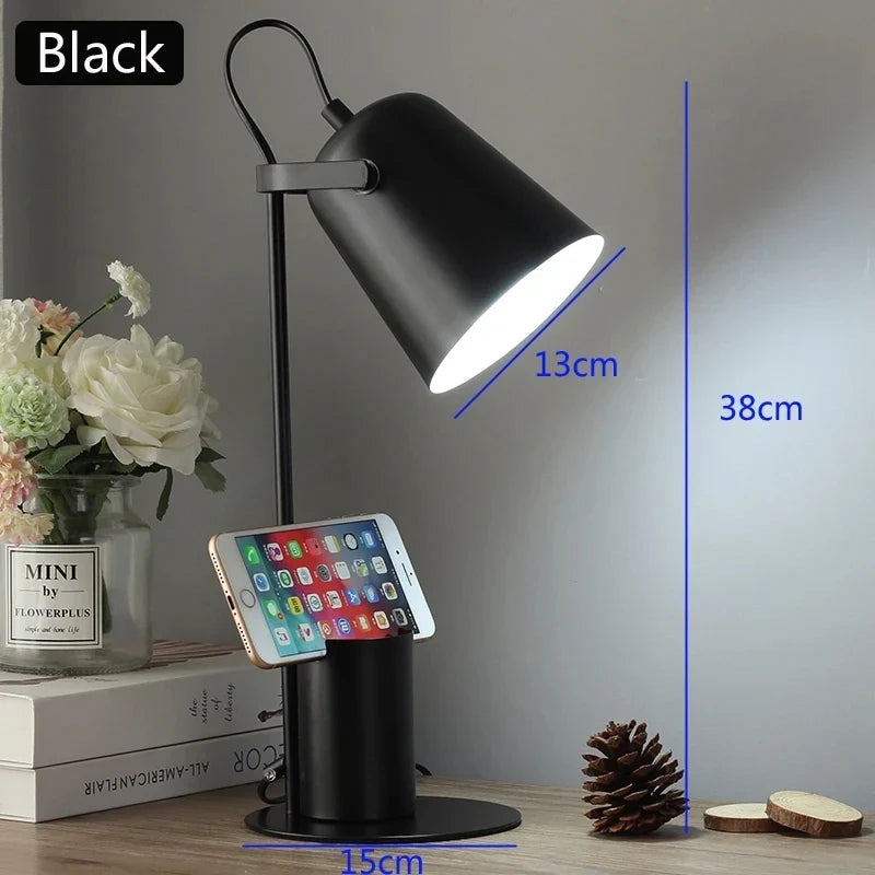 lampe de table led réglable style nordique avec porte-stylo protection yeux