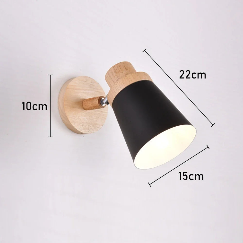 applique murale nordique en bois avec tête directionnelle