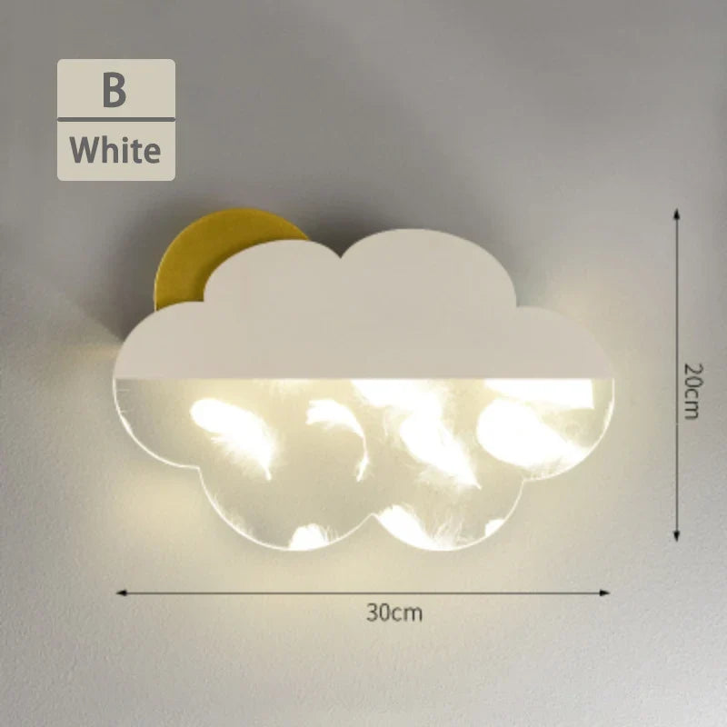 appliques murales nuages en plumes pour décoration enfant