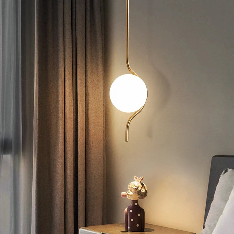 suspension en verre laiteux led créatives art déco