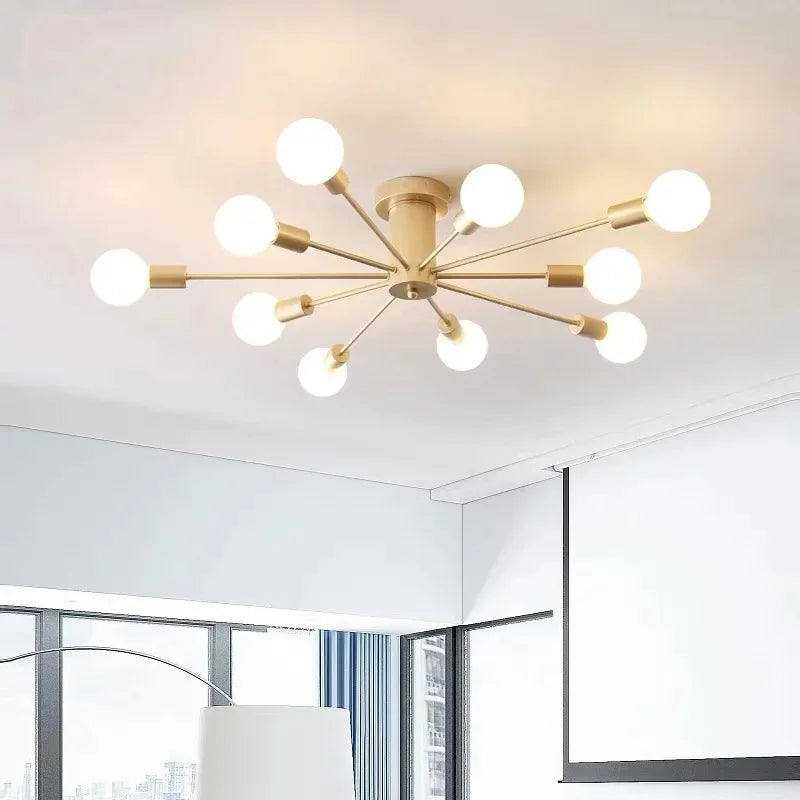 Moderne Créatif LED Plafonnier Lustre Spoutnik Lumière Semi-intégré Nordique Décor À La Maison Luminaires pour Chambre Salon