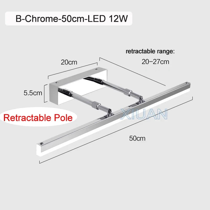 lampe frontale à miroir rétractable pour toilettes