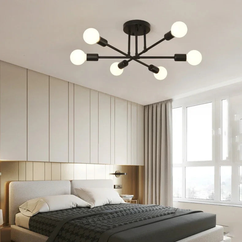 Moderne Créatif LED Plafonnier Lustre Spoutnik Lumière Semi-intégré Nordique Décor À La Maison Luminaires pour Chambre Salon