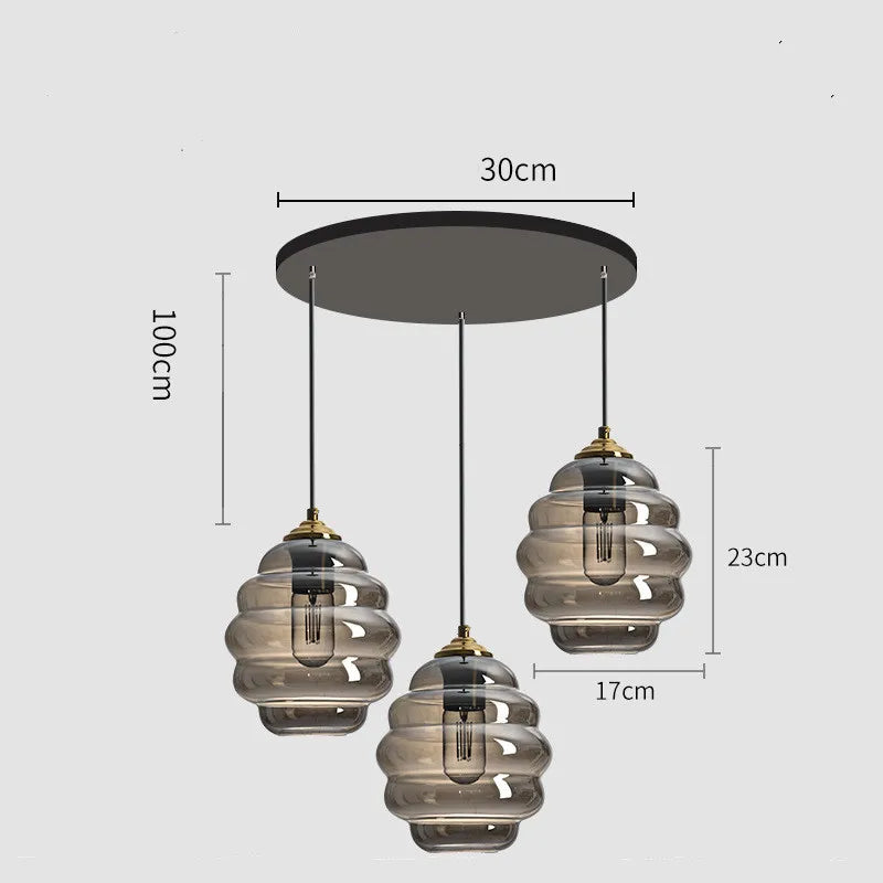 suspension moderne en verre teinté pour décoration intérieure
