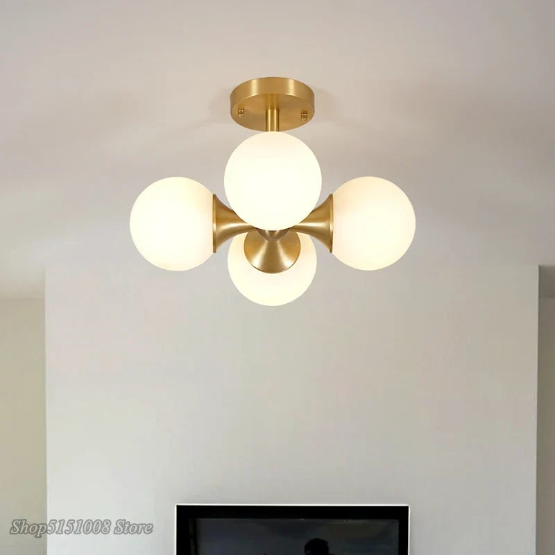 Plafond moderne à LEDs lumières nordique créatif boule de verre Led plafonniers salon cuisine haricot magique chambre garniture luminaires